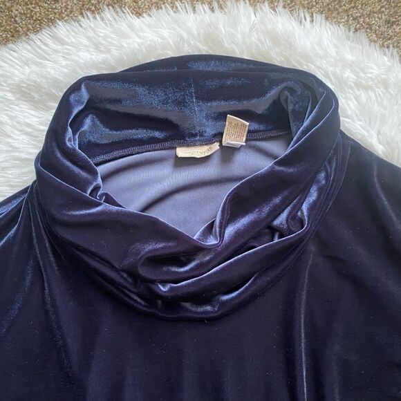 Easy Wear by Chico’s Velour Pants and Top Outfit Short Sleeve Blue Women’s Large - Picture 4 of 12